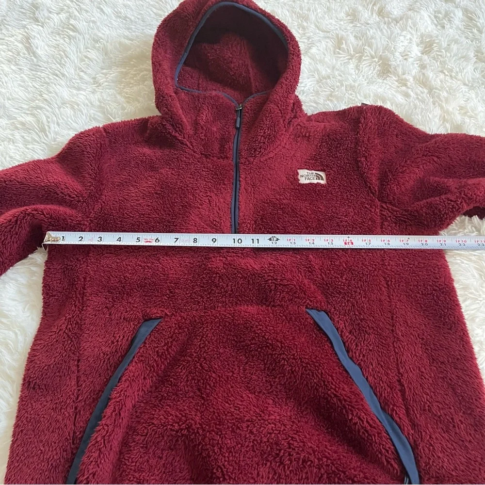The North Face Men's Fleece Campshire Hoodie Burgundy Navy Blue Size Small - Picture 5 of 8